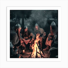 Vikings Around A Campfire 1 Art Print