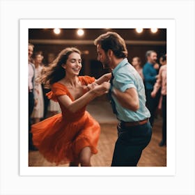 Couple Dancing At A Party Art Print