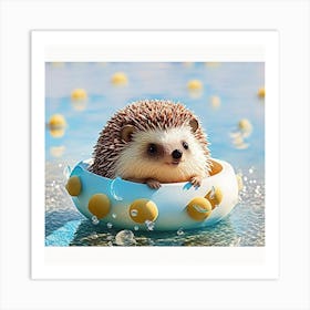 Hedgehog In The Water Art Print