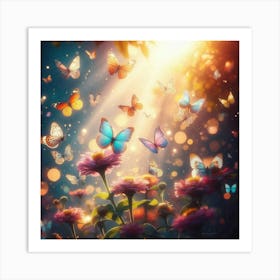 Butterflies In The Garden 2 Art Print