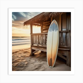 Surfboard On The Beach 1 Art Print