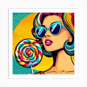 Pop Girl With Lollipop Art Print