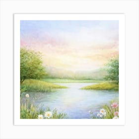 Watercolor Landscape Painting 6 Art Print