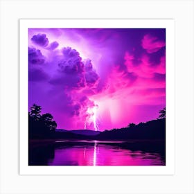 Purple Lightning Art Print