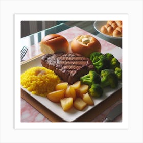 Steak dinner On A Plate Art Print