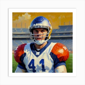 The Intensity of the Game Football Star Mid-Action Art Print