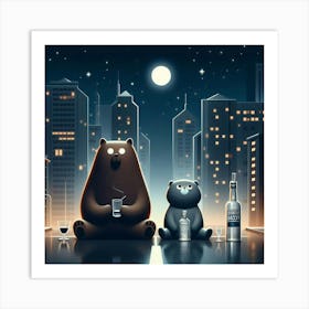 Bears In The City Art Print