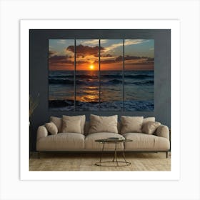 Sunset Over The Ocean Art Print