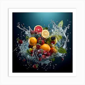 Fruit Splashing Water 8 Art Print