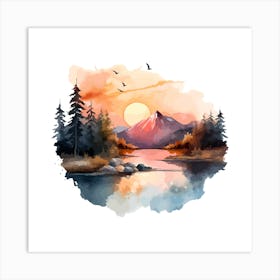 Watercolor Landscape Painting 14 Art Print