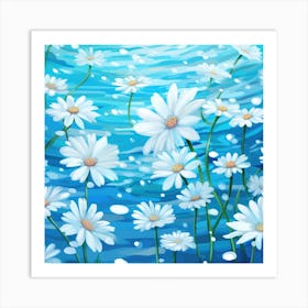 White Daisies In The Water Art Print