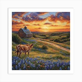 Sunset On The Farm Art Print