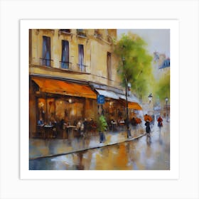 Cafe in Paris. spring season.Passersby.The beauty of the place. Oil colors.5 Art Print