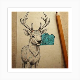 Deer With Camera 1 Art Print