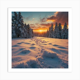 Sunset In The Woods Art Print