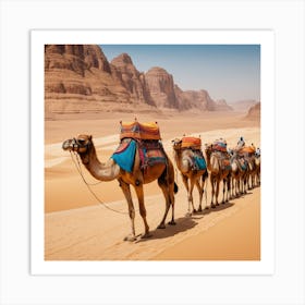 Camels In The Desert Art Print