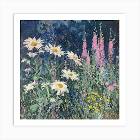 Daisies In The Meadow 1 Art Print