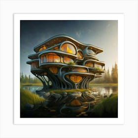 Huge colorful futuristic house design with vibrant details 14 Art Print