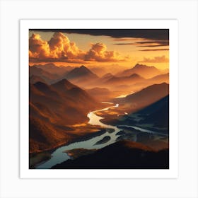 Sunset In The Mountains Art Print