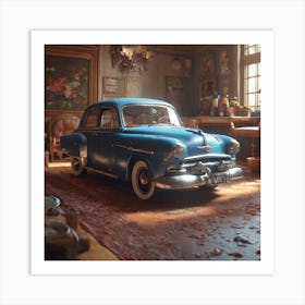 Old Car In A Room Art Print