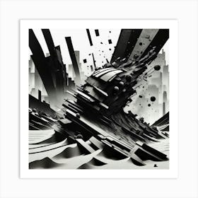 Decayed Construction Abstract Monochrome Art Art Print