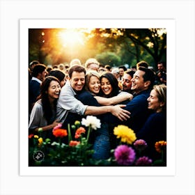 Group Of People Hugging Art Print