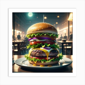 Burger In A Restaurant 7 Art Print