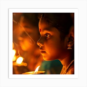 Little Girl Lighting Incense Art Print