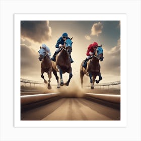 Jockeys Racing On The Track 7 Art Print