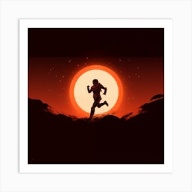 Silhouette Of A Man Running 1 Art Print