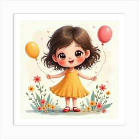 Little Girl With Balloons 1 Poster