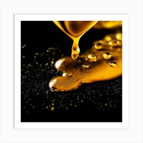 Oil Drip On Black Background Art Print