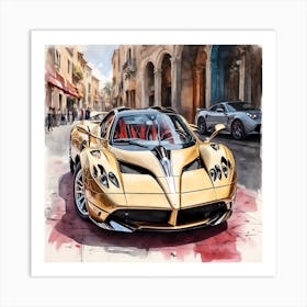 Gold Car Art Print