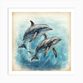 Dolphins In The Water Art Print