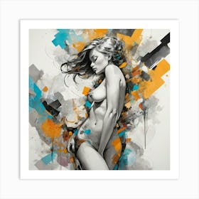 Default Mixed Media Pose Abstract Figurative Art 3 Art Print