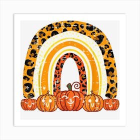 Leopard Rainbow Pumpkins Retro Halloween Costume Women Girls Art Print