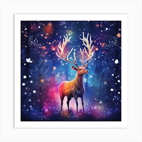 Deer In The Forest - Abstract Christmas Art Print