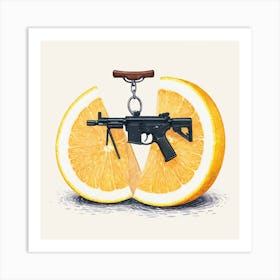 Orange Slice With Gun Art Print