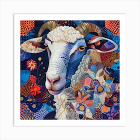 Patchwork Quilted Sheep 2 Art Print