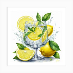 Illustrative Albedo Gin Lemons Art 1 Art Print