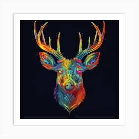 Colorful Deer Head Affiche