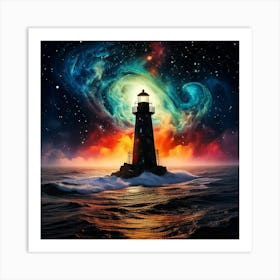 Firefly Black Lighthouses, Venus, Smoky Steam, Colorful Oceans, Galaxies, Nebulae, Digital Art, Smog (11) Art Print