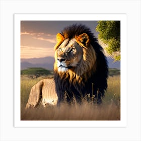 Lion In The Grass 5 Art Print