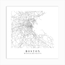 Boston Massachusetts Street Map Minimal Square Art Print