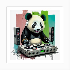 Panda Bear Dj, Urban Style Generated By Ai 1 Art Print