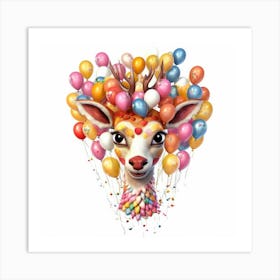 Deer With Balloons 3 Art Print