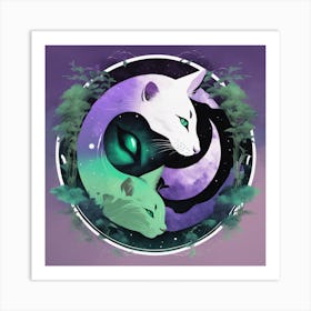 Yin Yang Cats Art Print