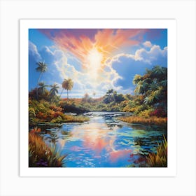 Coastal Harmony: Caribbean Watercolour Symphony Art Print