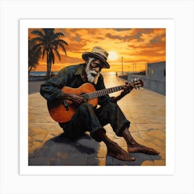 Old Man Playing Guitar 16 Art Print