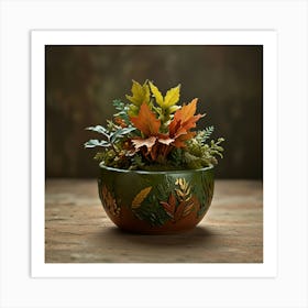 Autumn Leaves In A Bowl 1 Art Print